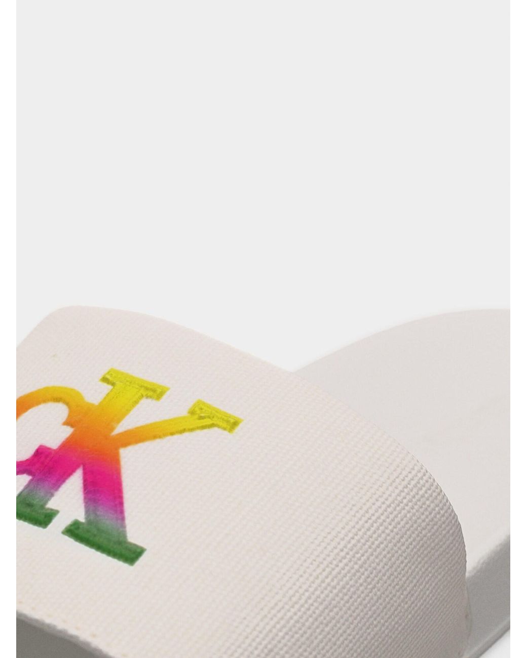 Calvin Klein White Pantolette Ombre Logo Strap