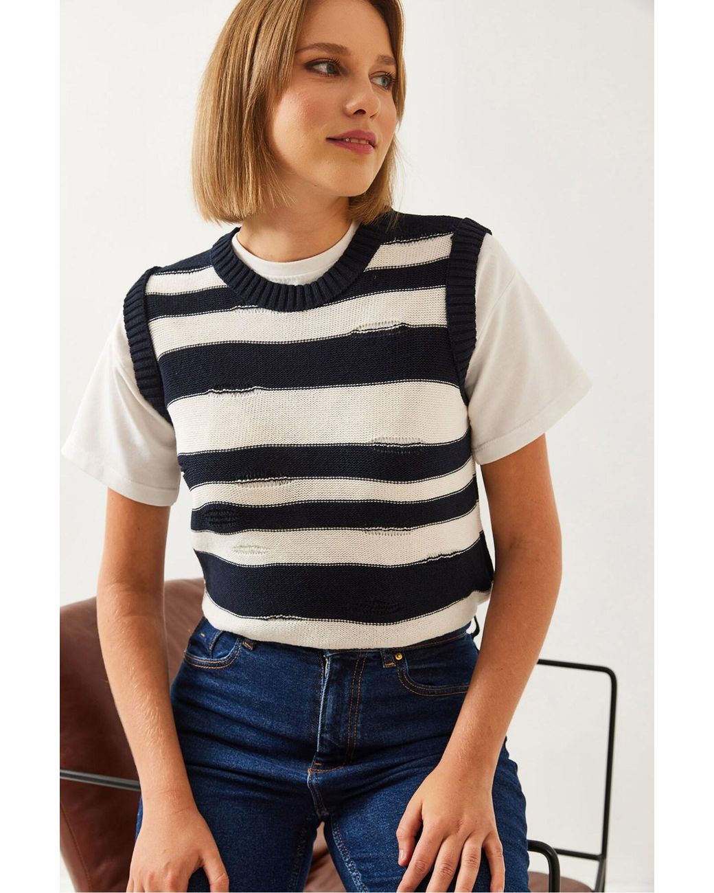 Bianco Lucci Blue Pullunder
