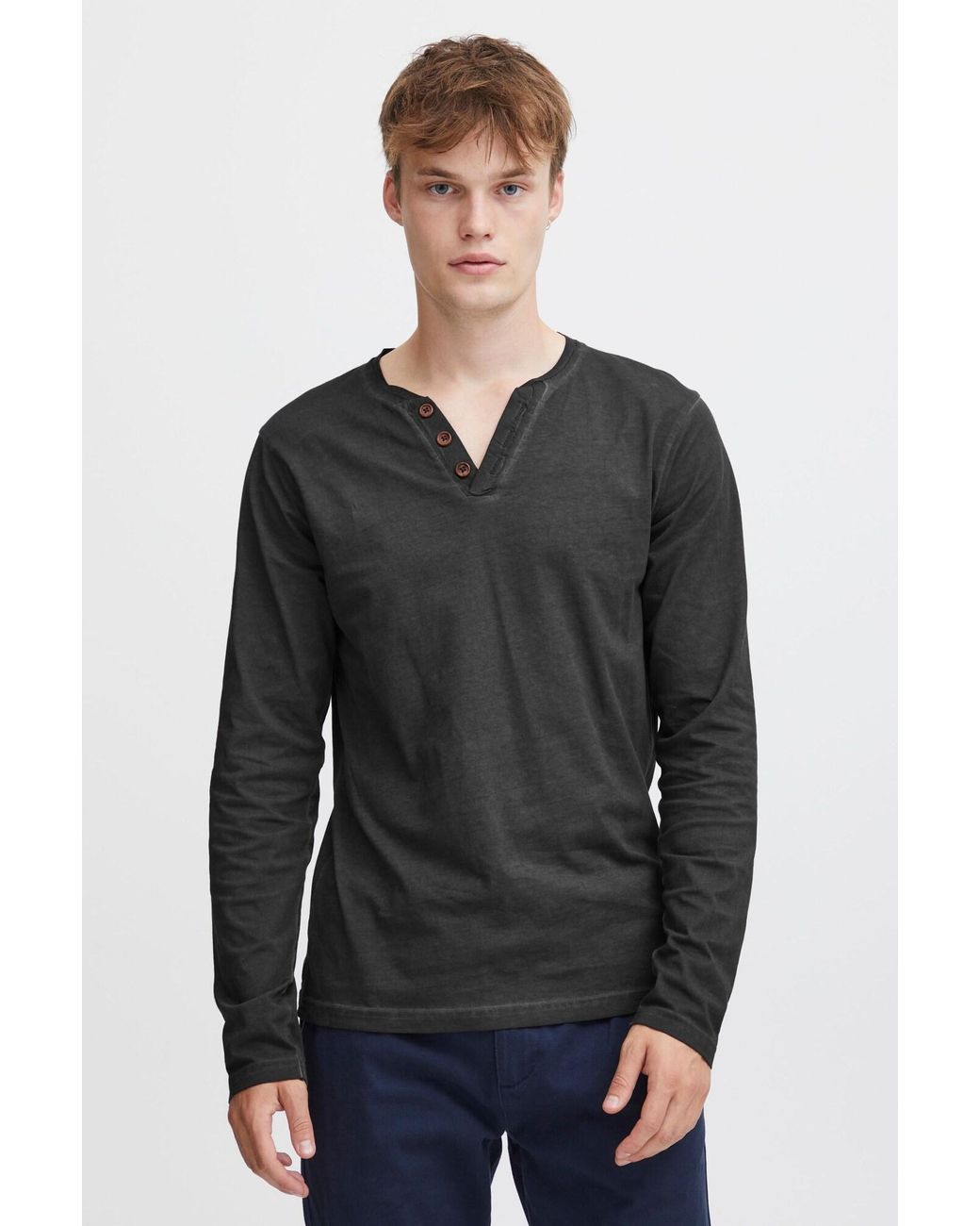 Solid V-Shirt Tinox in Black für Herren