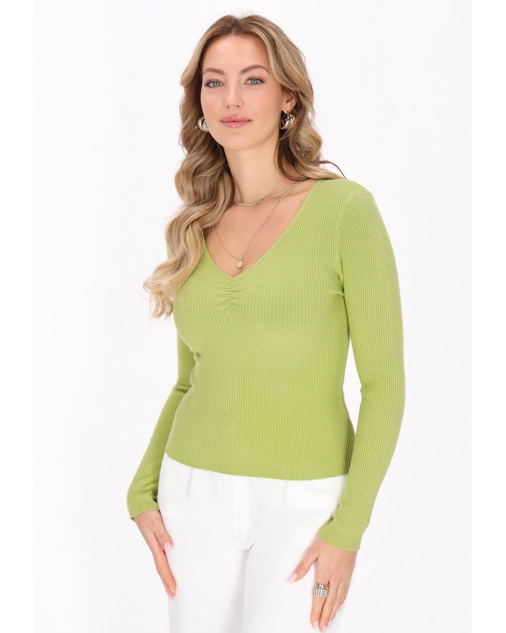 faina Green Pullover Comfortable