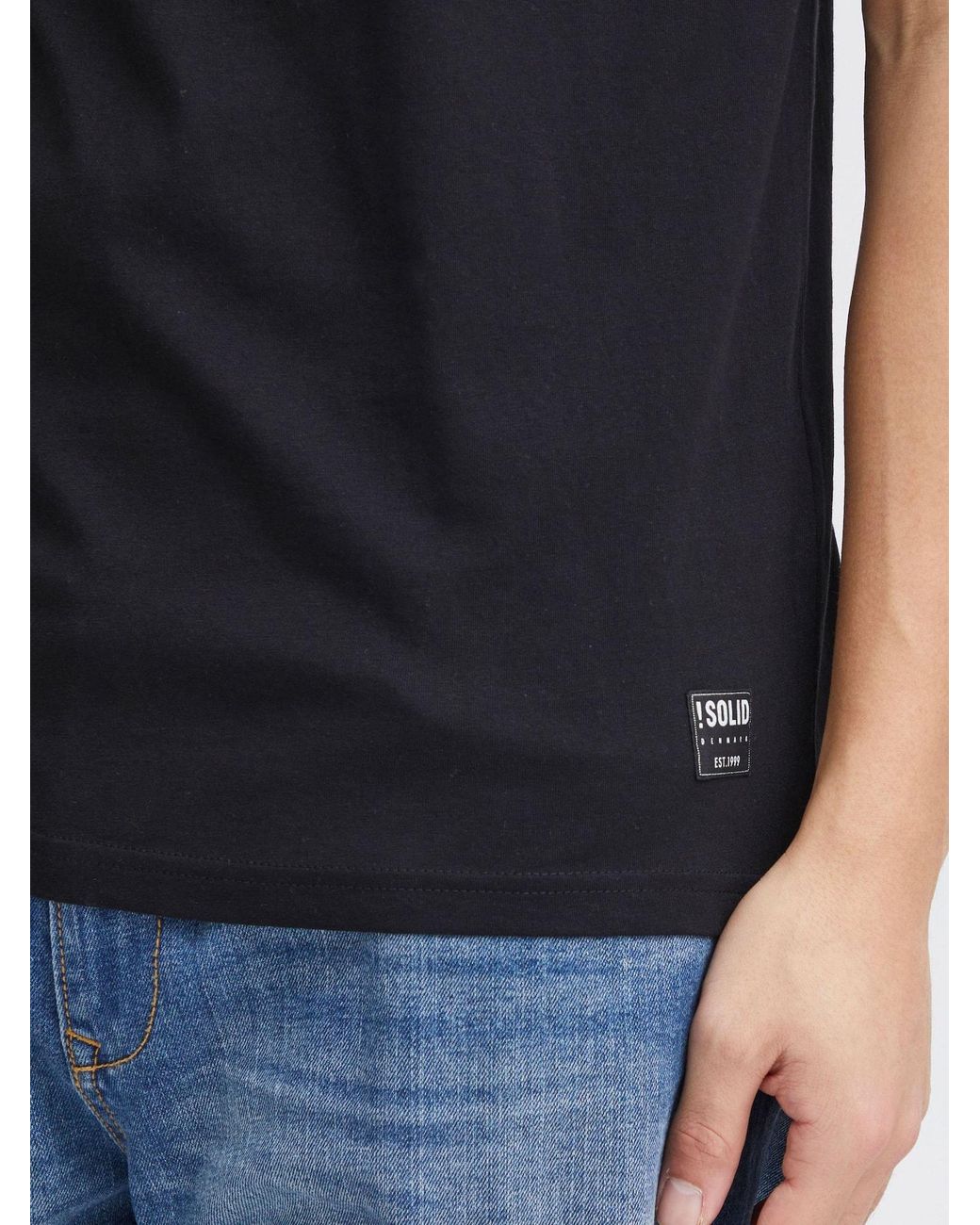 Solid T-Shirt Bob Mit Brusttasche in Black für Herren