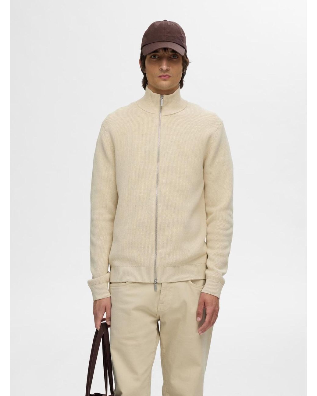 SELECTED Strickjacke Dane in White für Herren