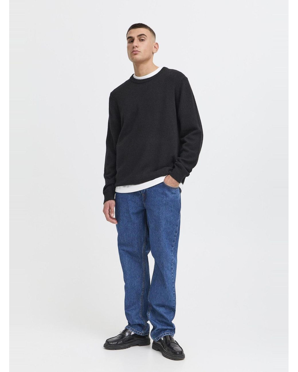 Solid Strickpullover Sdrick in Black für Herren