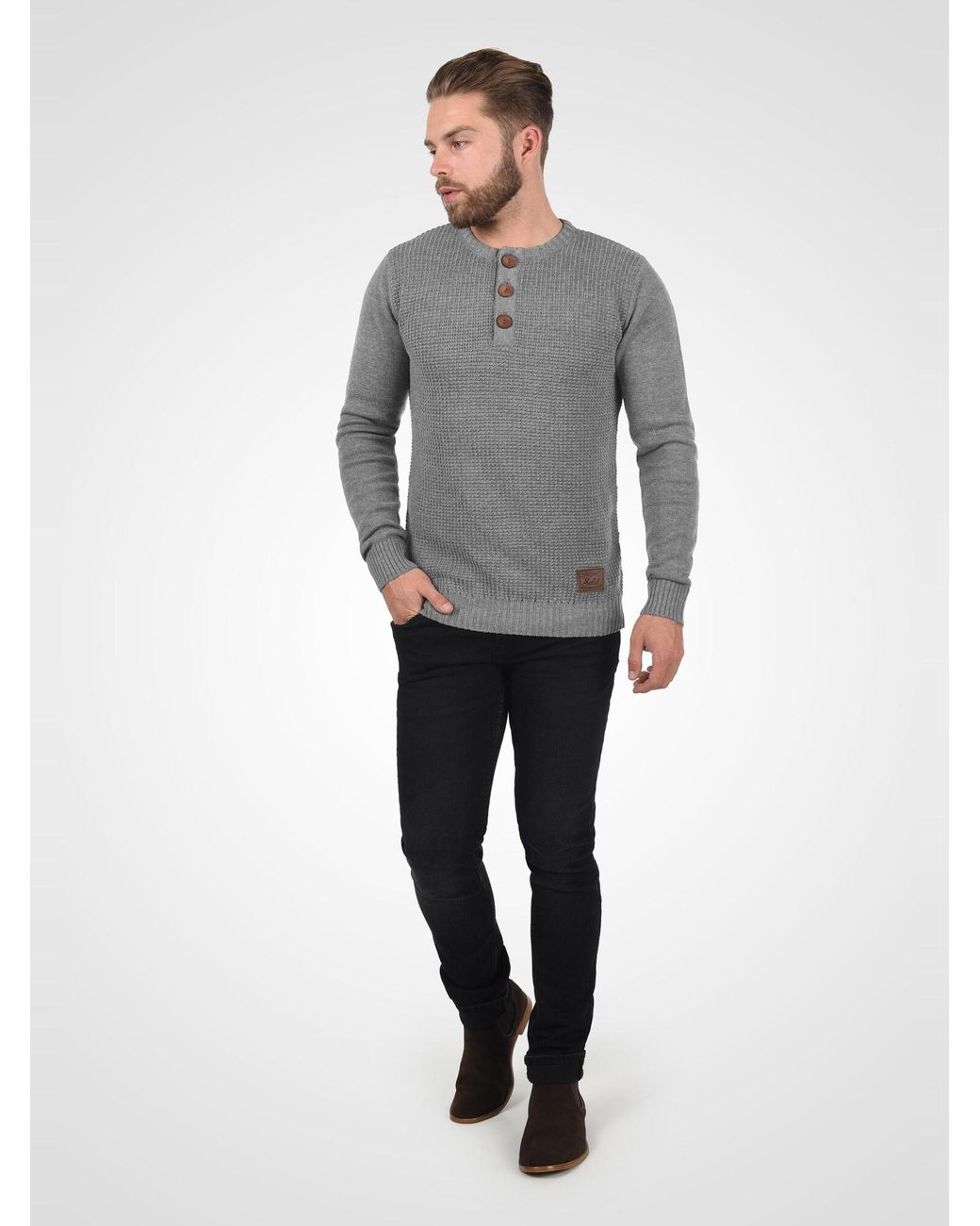Solid Strickpullover 'terrance' in Gray für Herren