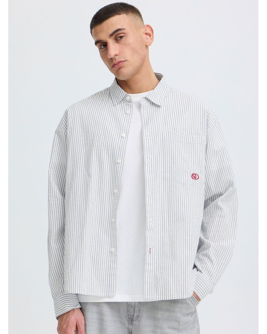 Solid Langarmhemd Sdumstead in White für Herren