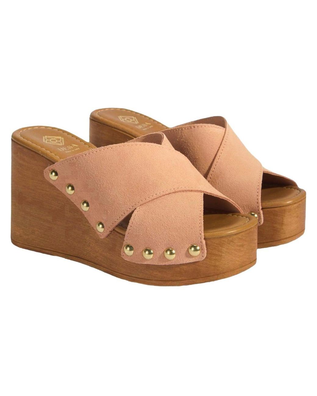 Desa Brown Hausschuh Keilpantoffeln