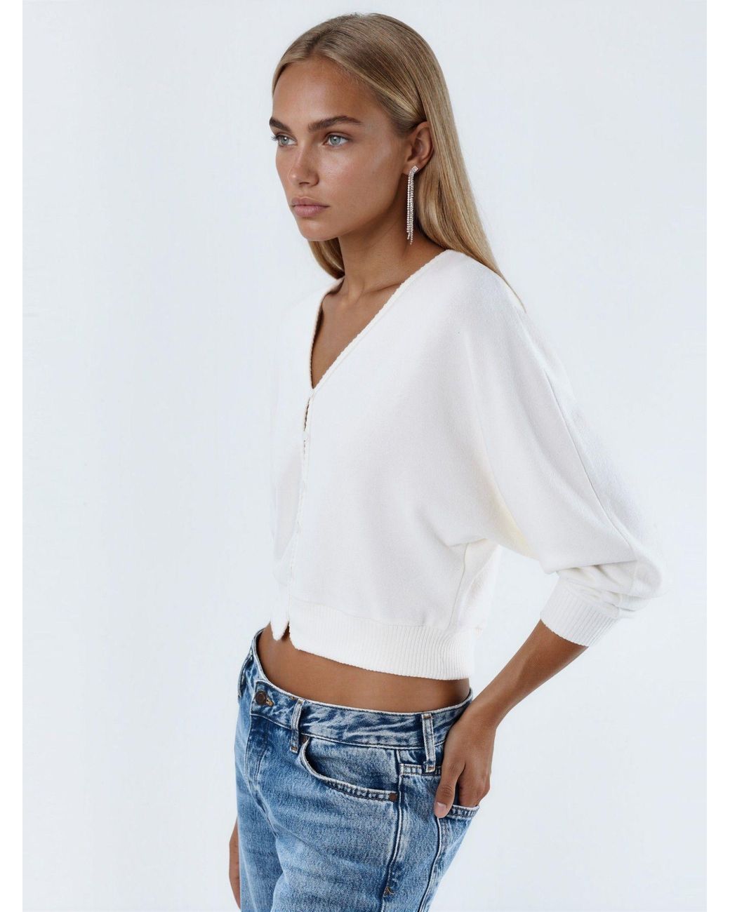 Busem White Strickjacke