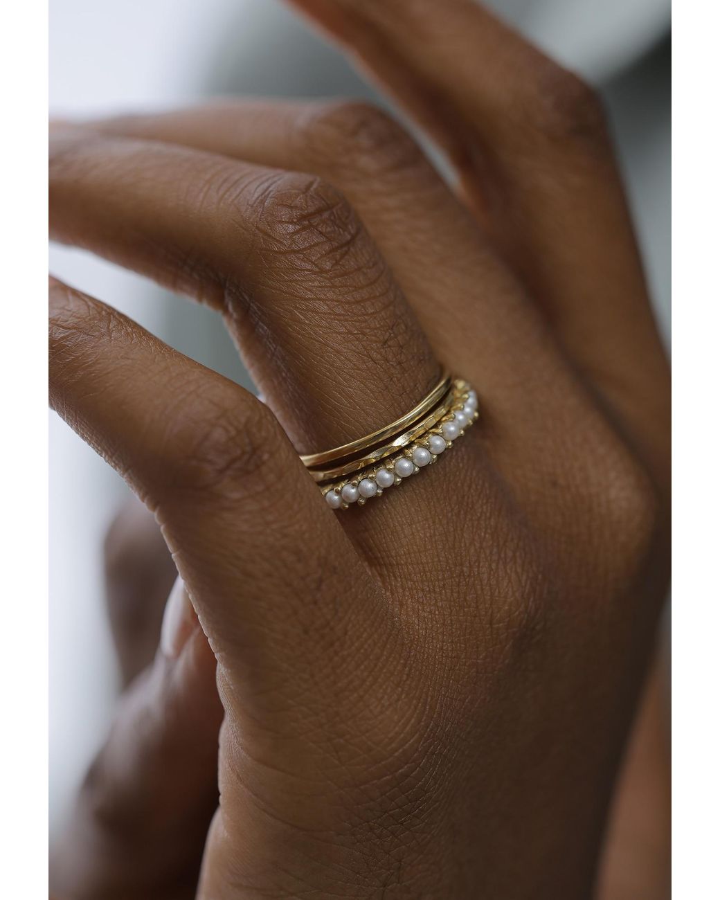 Elli Jewelry Metallic Ring Set Pearl