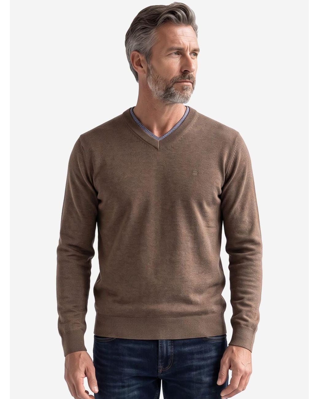 Redmond Pullover Basic in Brown für Herren