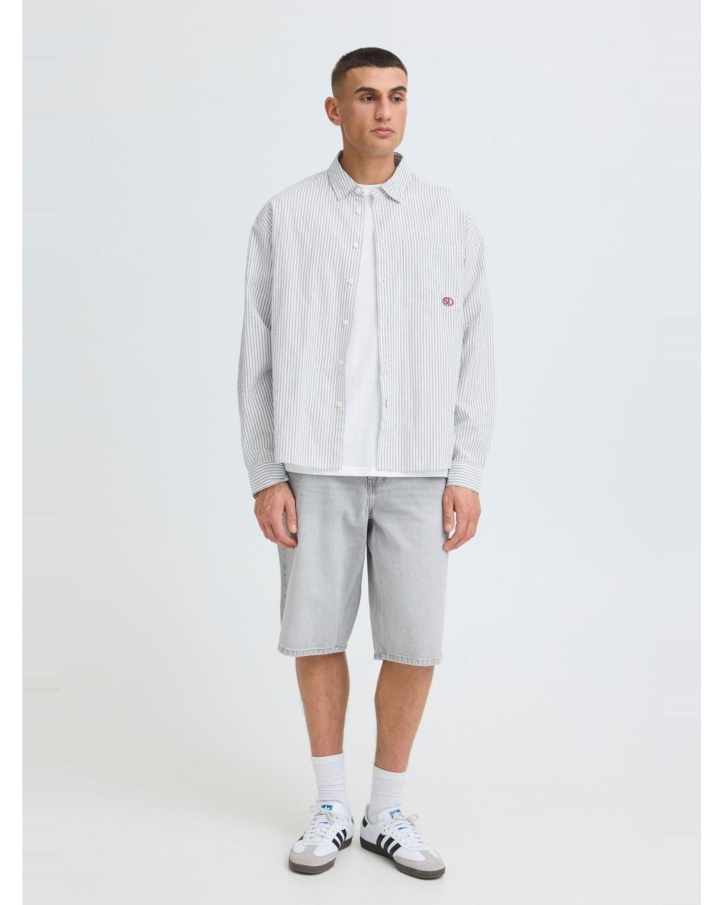 Solid Langarmhemd Sdumstead in White für Herren