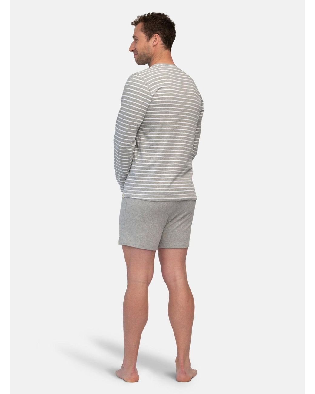 greenjama Pyjama Lang Ringel in Gray für Herren
