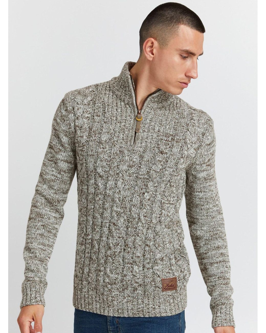 Solid Strickpullover Pankraz in Gray für Herren