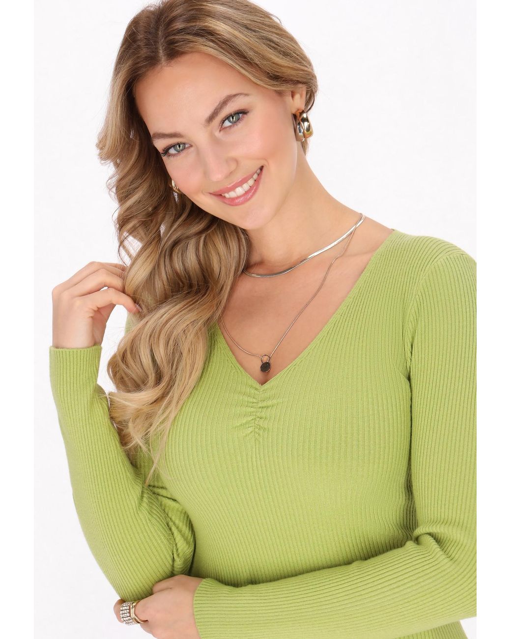 faina Green Pullover Comfortable