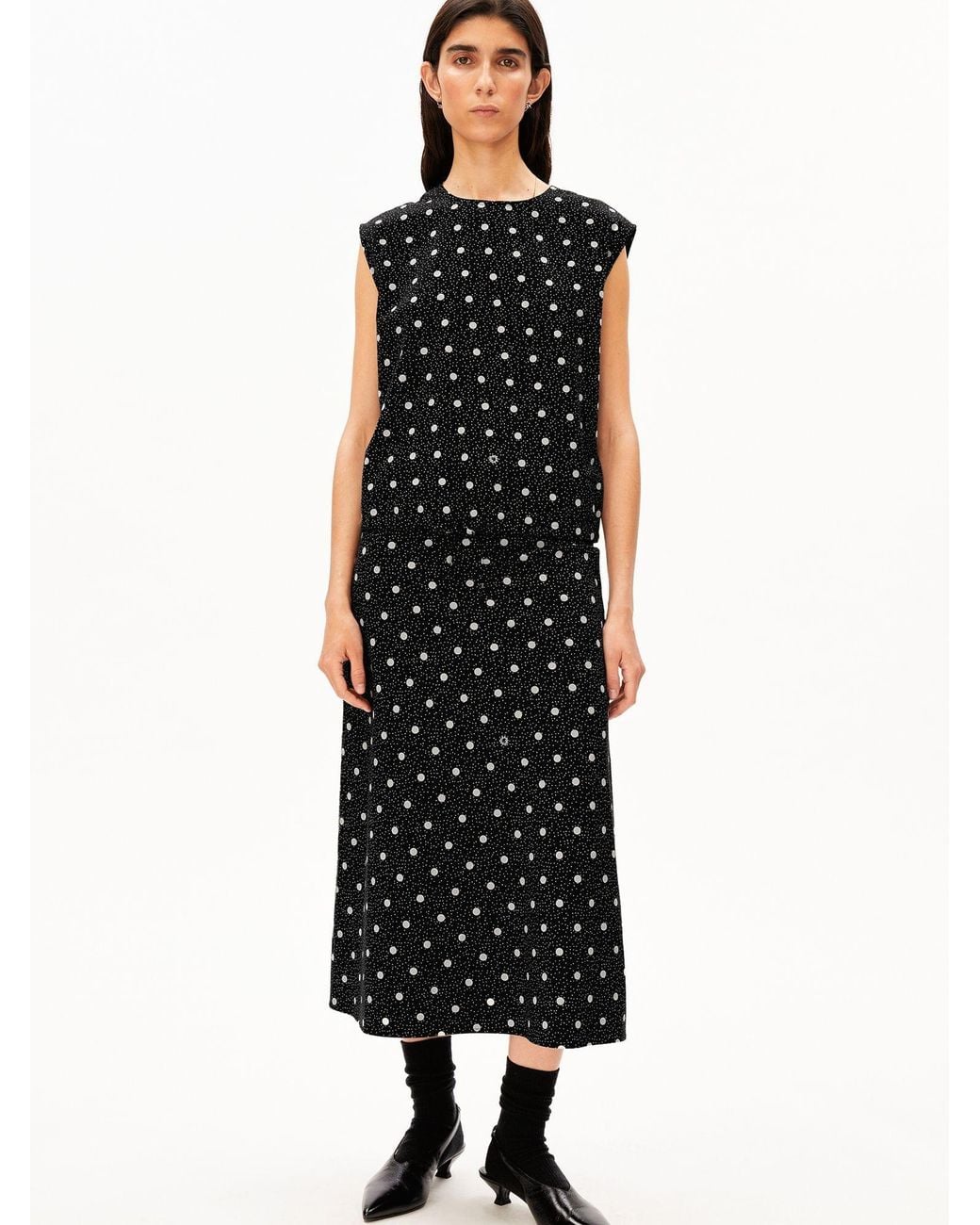 ARMEDANGELS Black Bluse Dot Drawstring