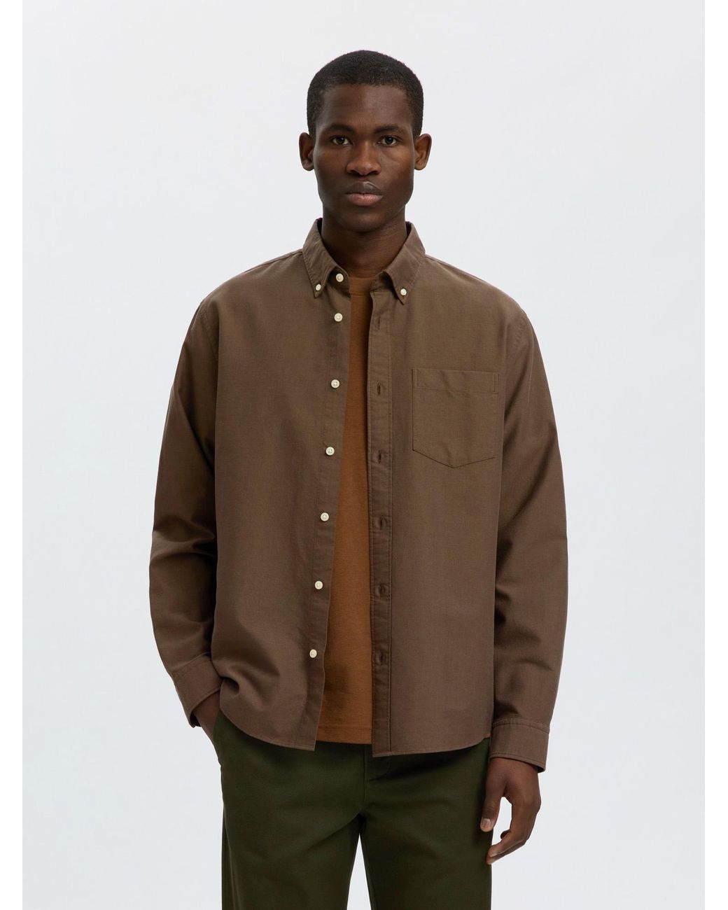 SELECTED Hemd Rick in Brown für Herren
