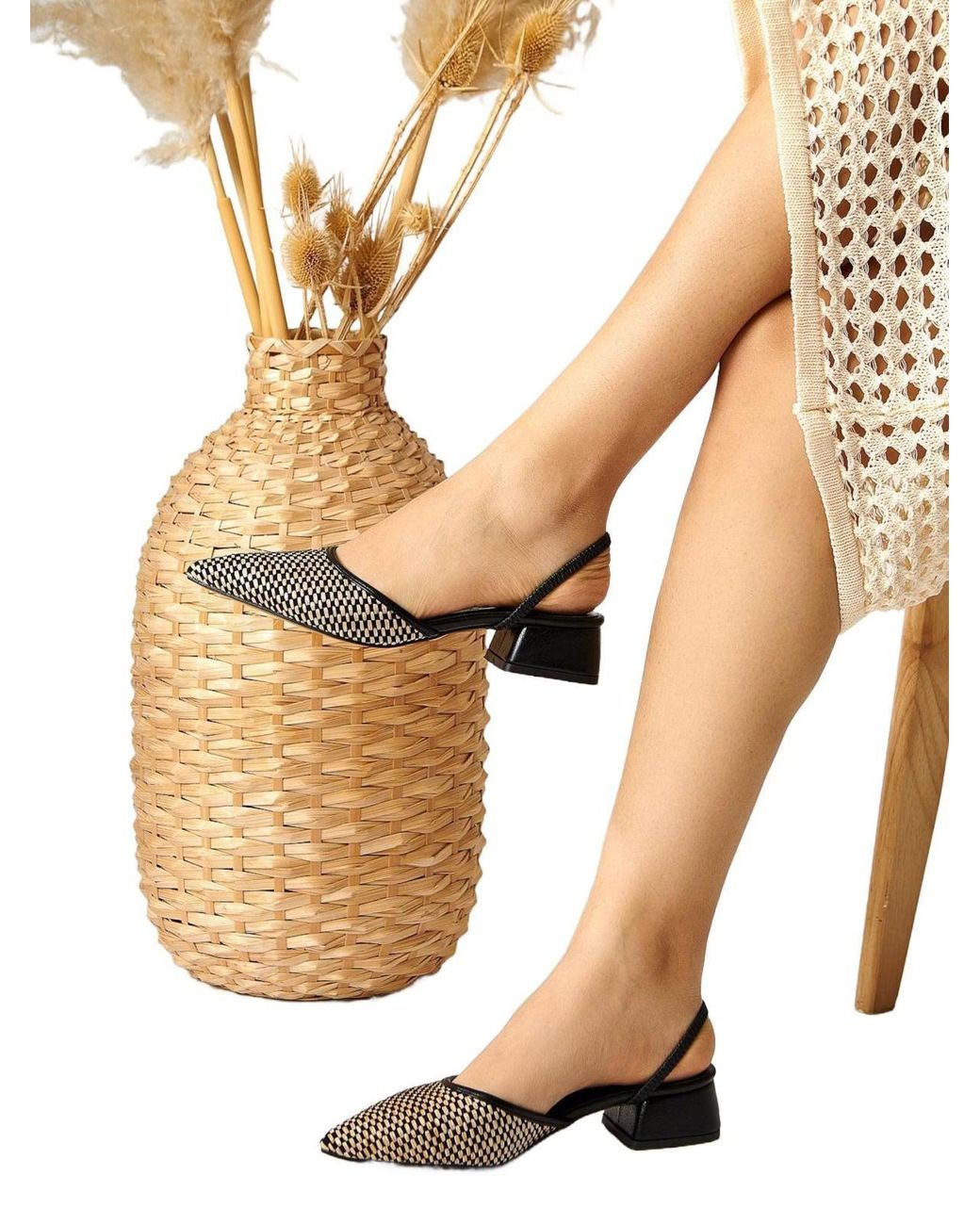 Limoya Black Slingpumps Rosa