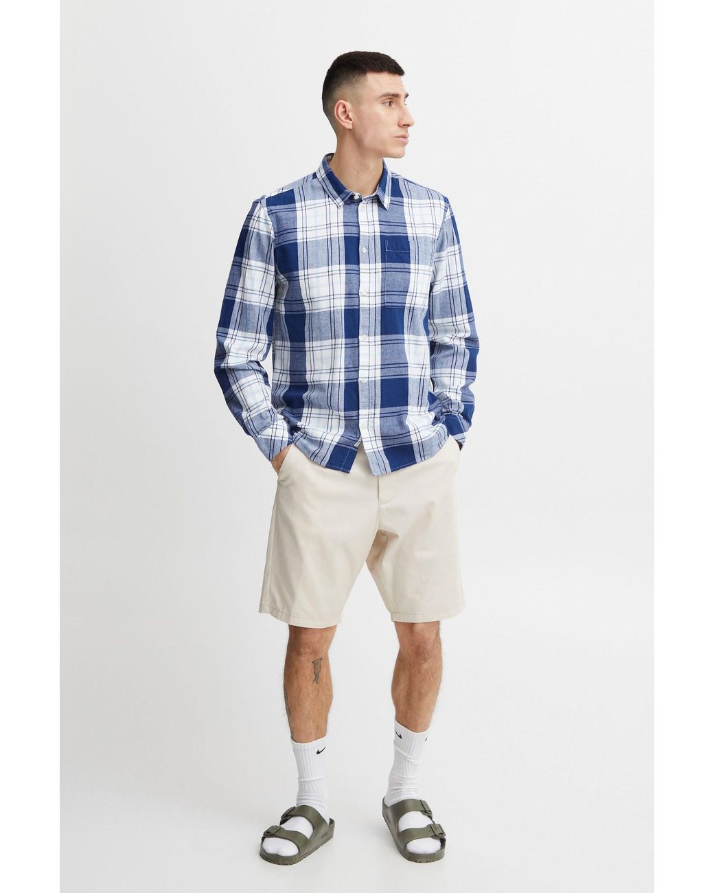 Solid Langarmhemd 'esdras' in Blue für Herren