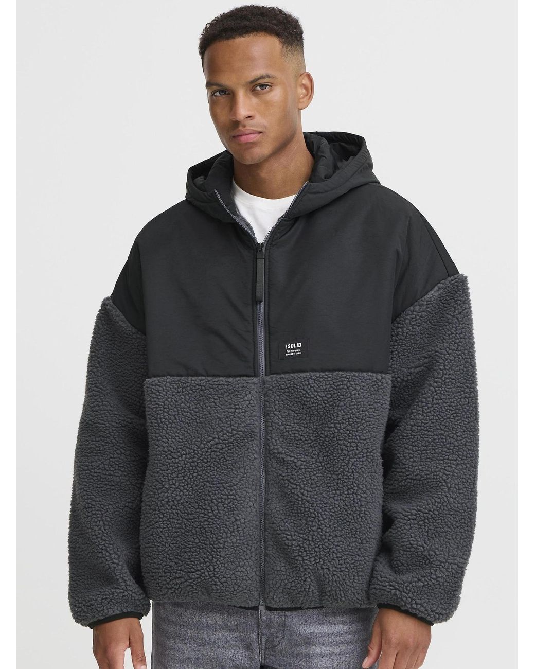 Solid Fleecejacke Mark in Black für Herren