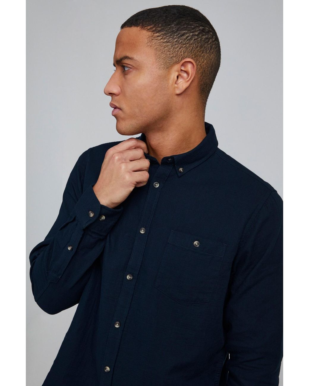 Solid Hemd in Blue für Herren