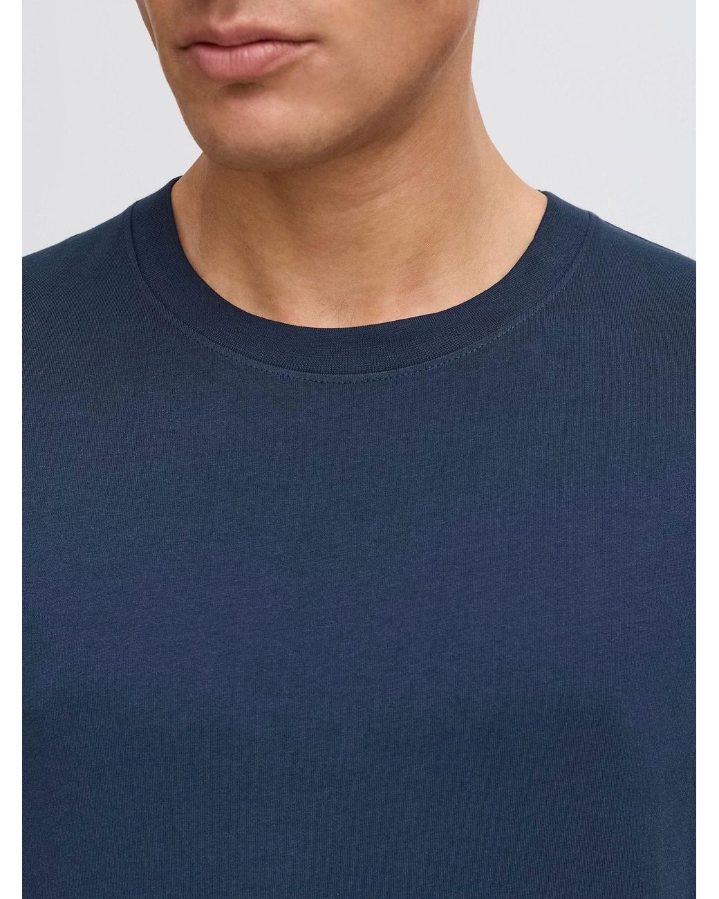 Solid Rundhalsshirt Sdjuan in Blue für Herren