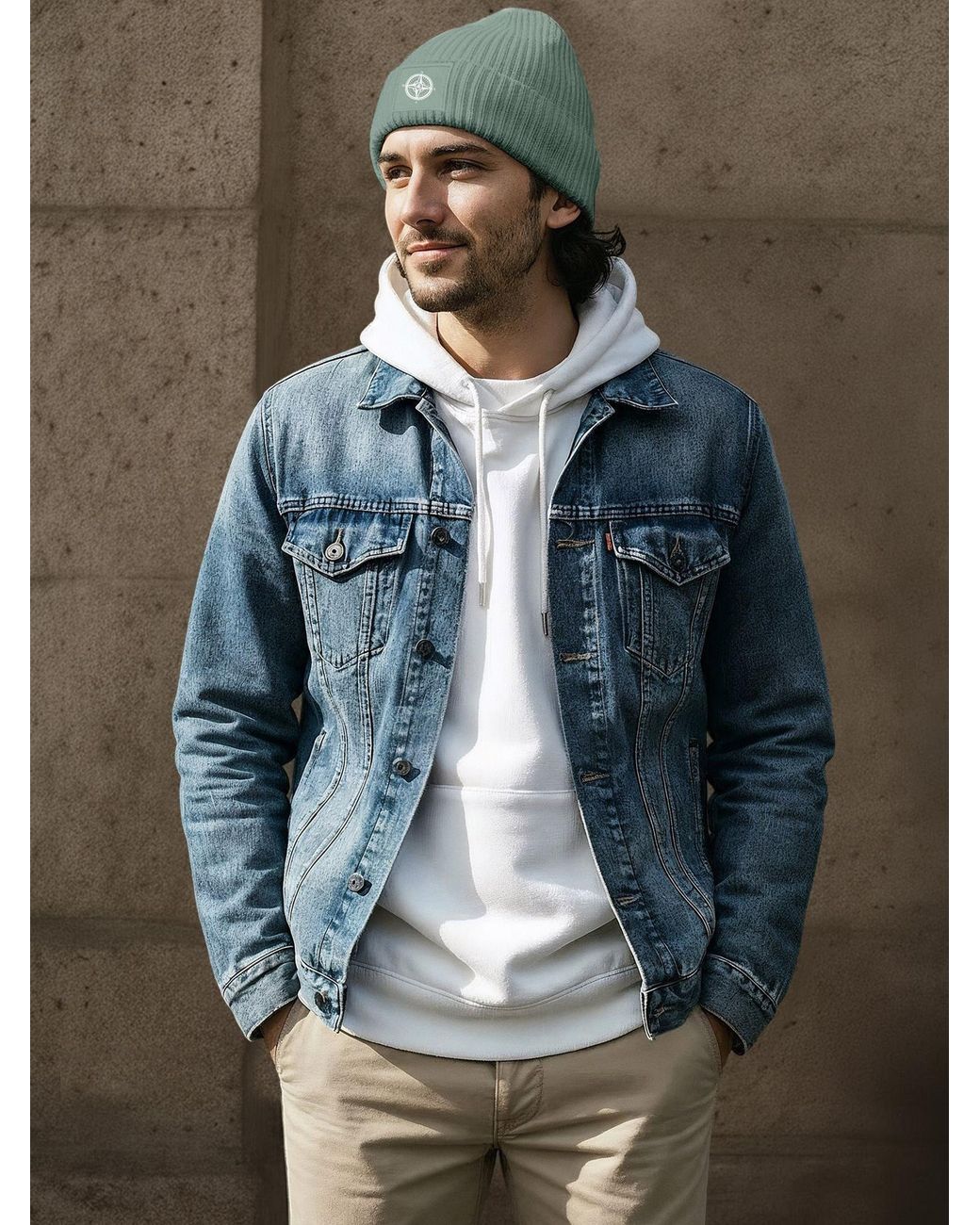 Neverless Mütze Kompass in Green für Herren