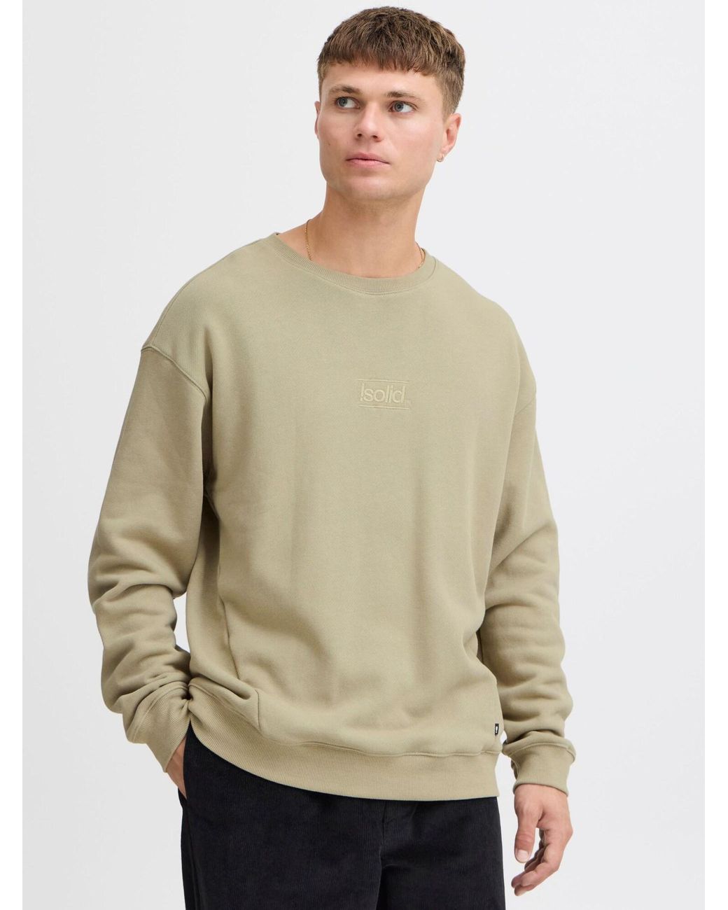 Solid Sweatshirt Moris in Natural für Herren