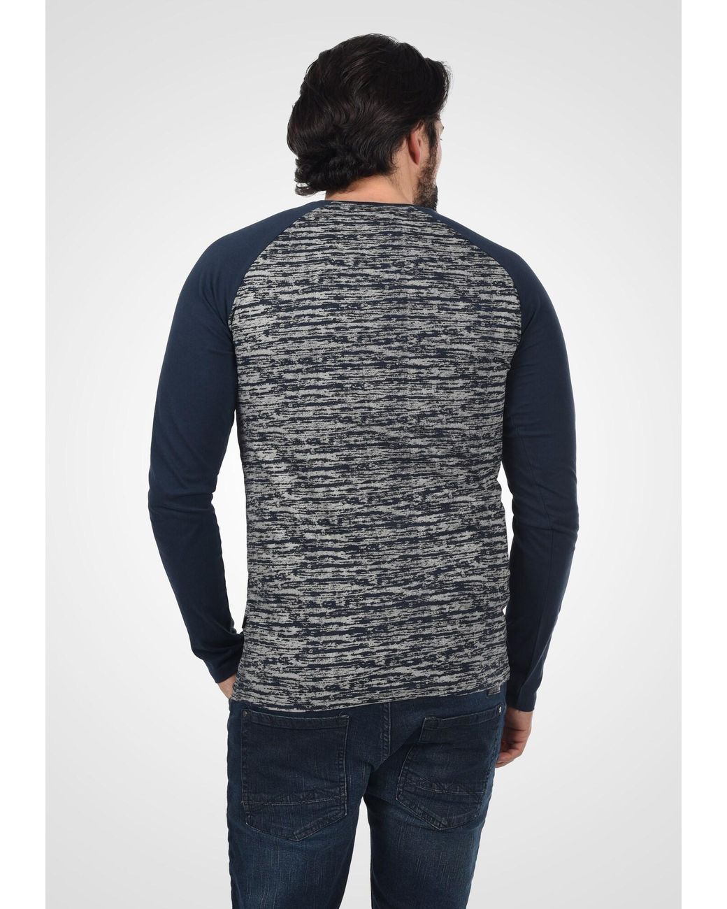 Solid Langarmshirt 'Mevan' in Blue für Herren