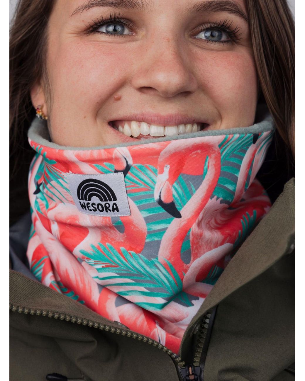 WESORA GmbH White Schlauchschal Printed Neckwarmer Fleece Uv-Schutz