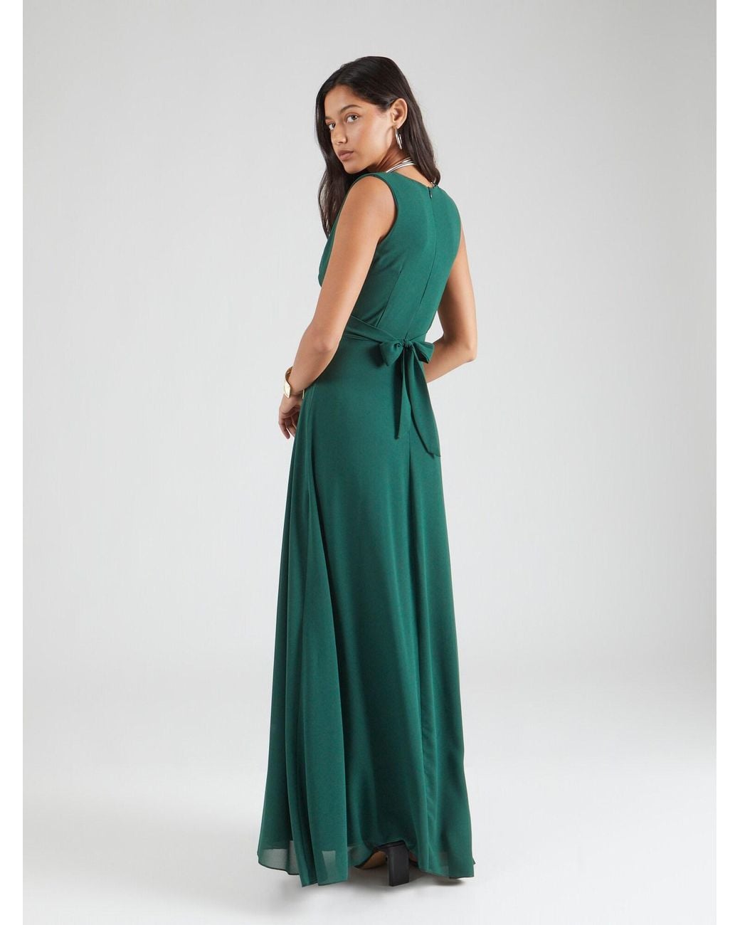 green emerald velvet dress Alances V-Neck Long Ruffled Prom Dress– PromGirl main image 1