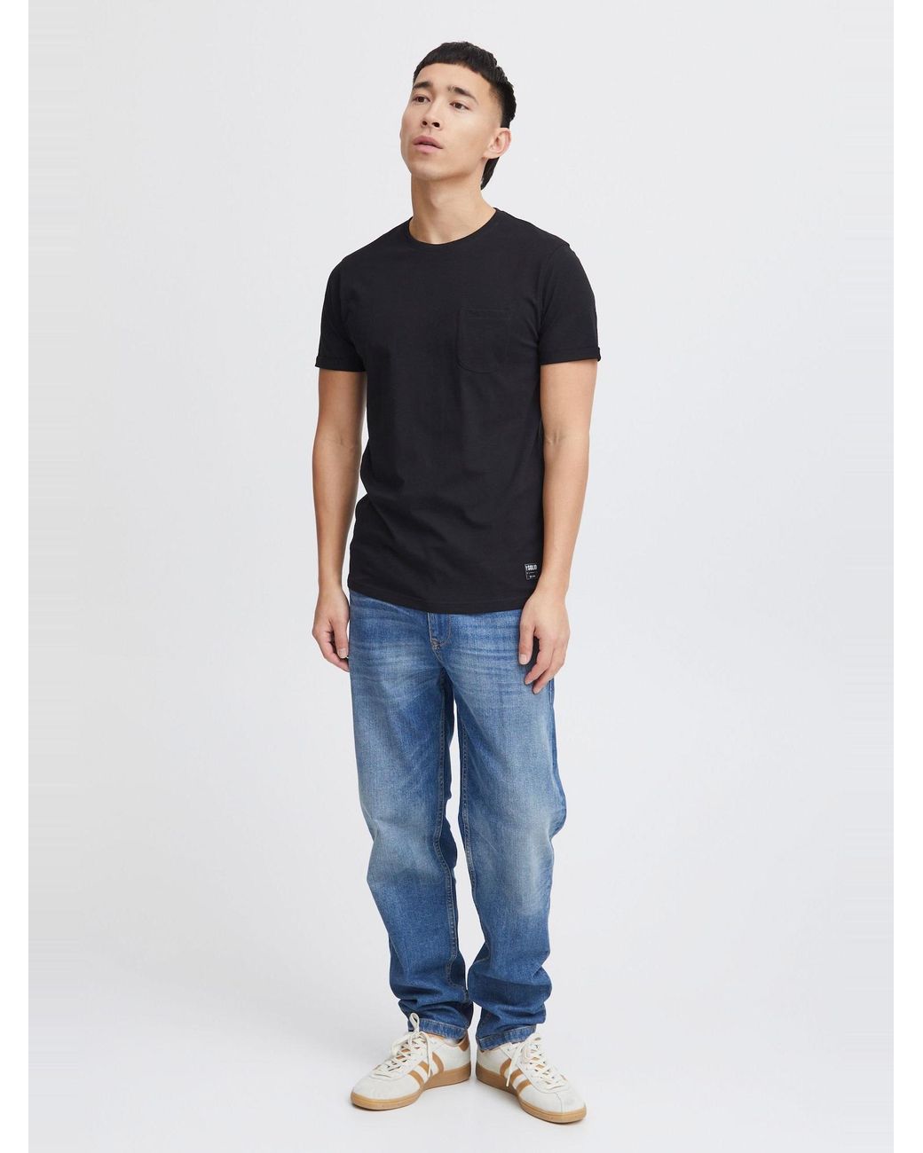 Solid T-Shirt Bob Mit Brusttasche in Black für Herren