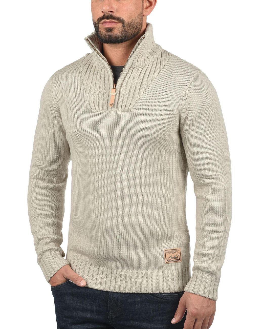 Solid Strickpullover Petro in White für Herren