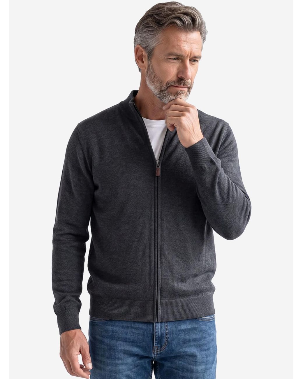 Redmond Strickjacke Basic in Black für Herren