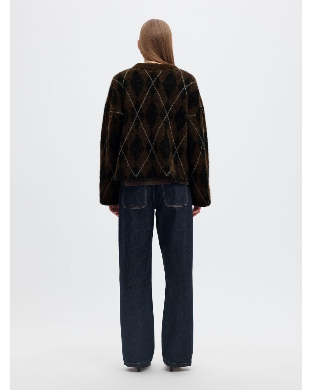 SELECTED Black Pullover Argyle