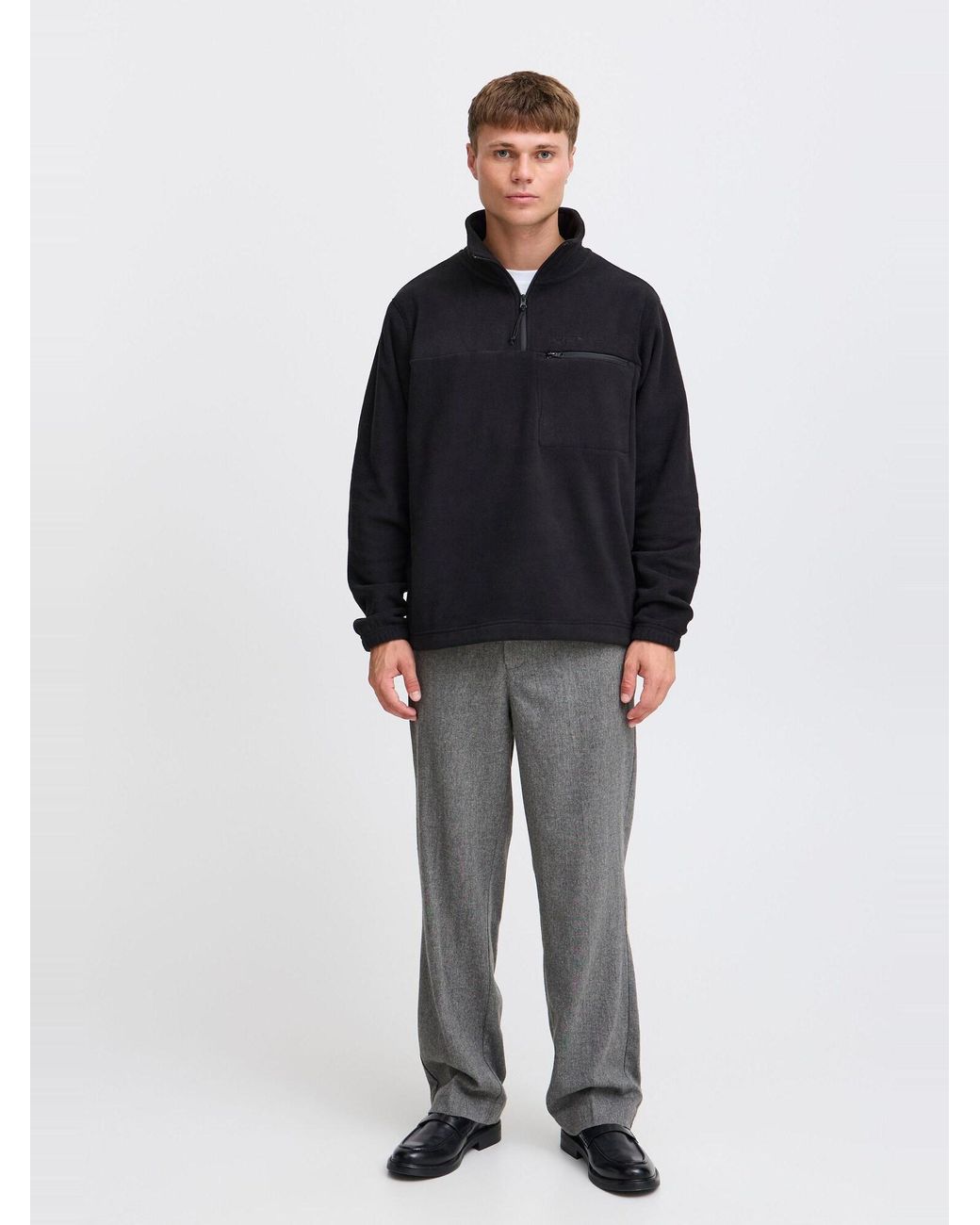Solid Fleecejacke Noobert in Black für Herren