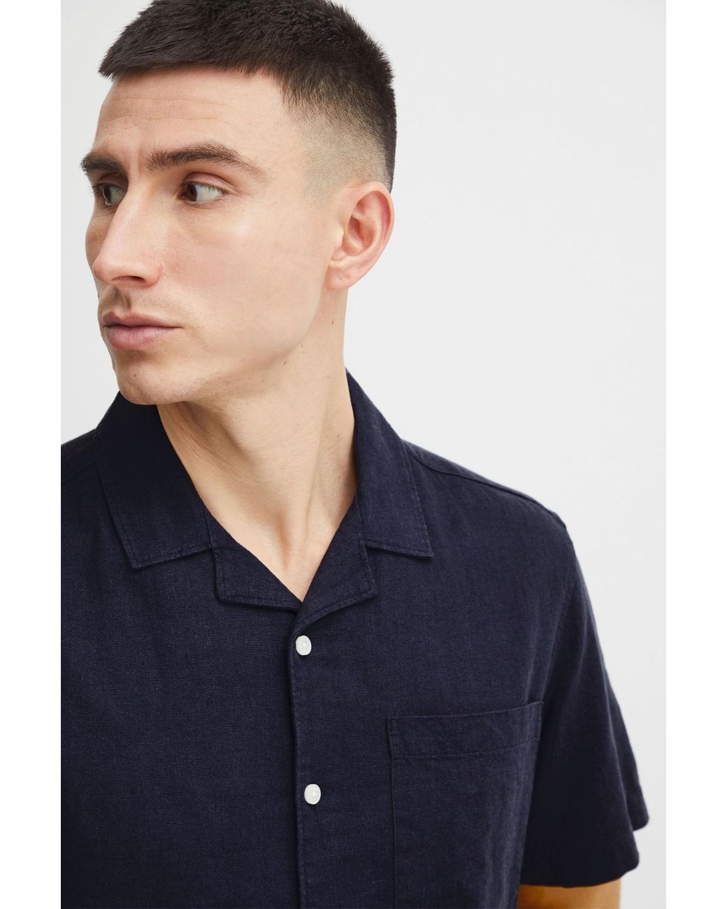 Solid Kurzarmhemd 'allan' in Blue für Herren