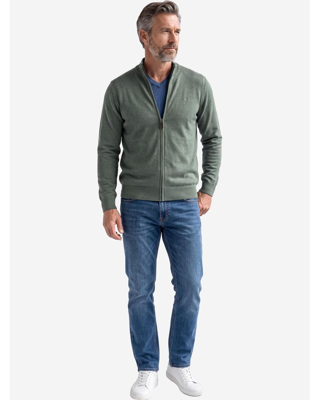 Redmond Strickjacke Basic in Green für Herren