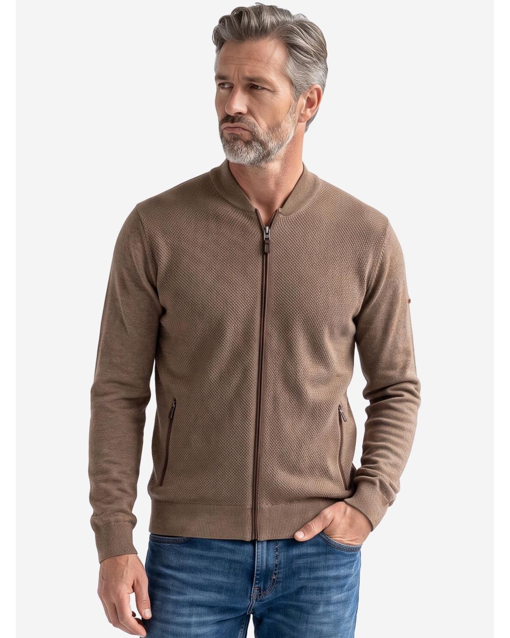 Redmond Strickjacke Basic in Brown für Herren