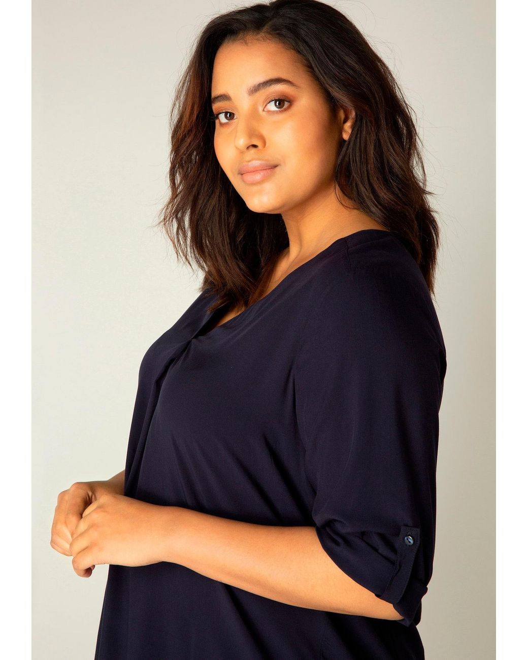 Base Level Curvy Blue Bluse