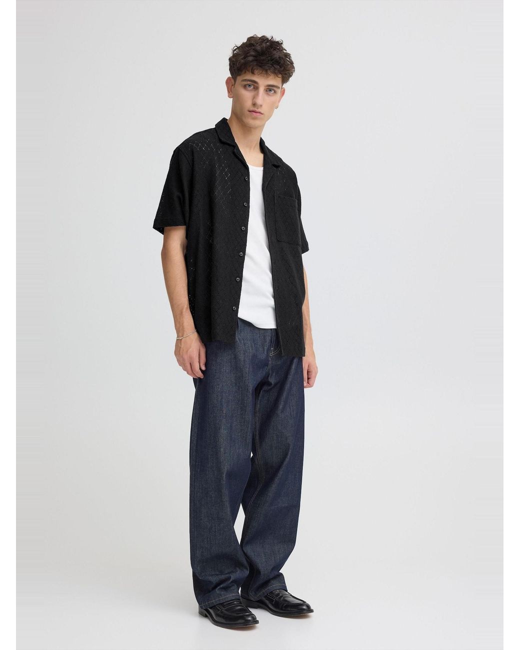 Solid Kurzarmhemd Sdteagan in Black für Herren