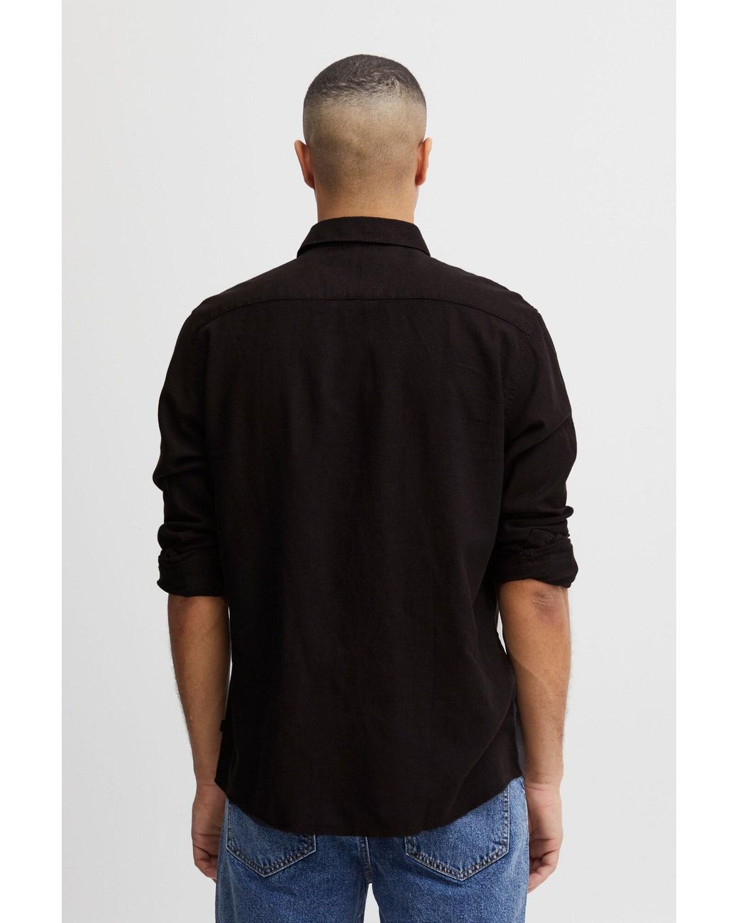 Solid Langarmhemd Enea in Black für Herren