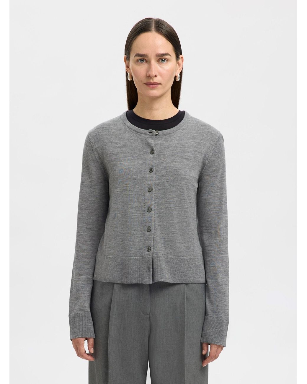 SELECTED Gray Strickjacke Slfthea