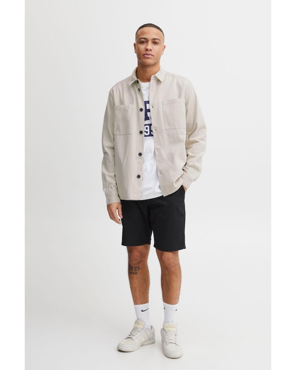 Solid Langarmhemd in Natural für Herren