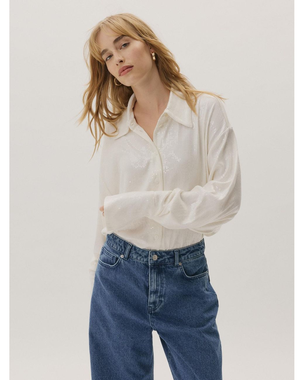 KAVAZI White Shirt Sequins