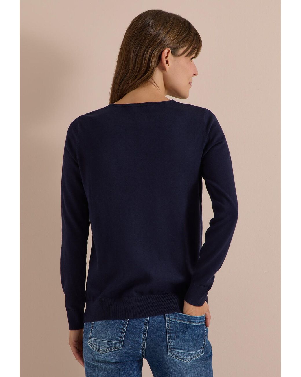 Cecil Blue Basic Pullover Mit Rundhals
