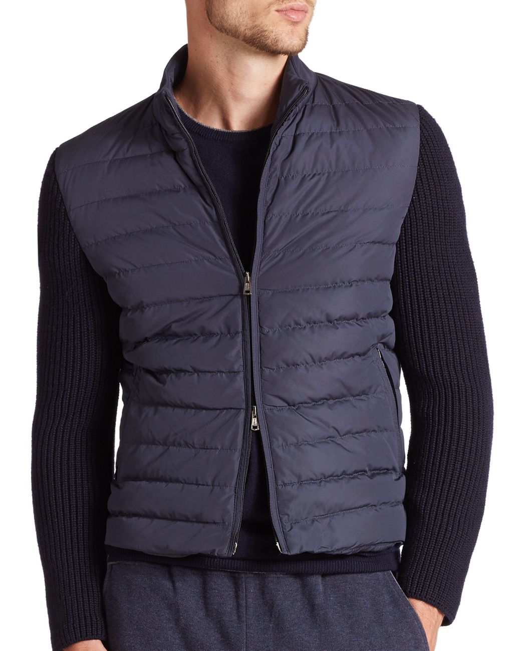 Eleventy Synthetic Knit-sleeve Quilted 