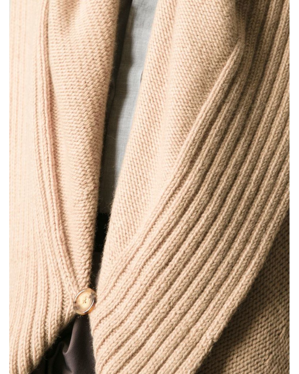 Ralph Lauren Black Label Shawl Collar Cardigan in Natural | Lyst