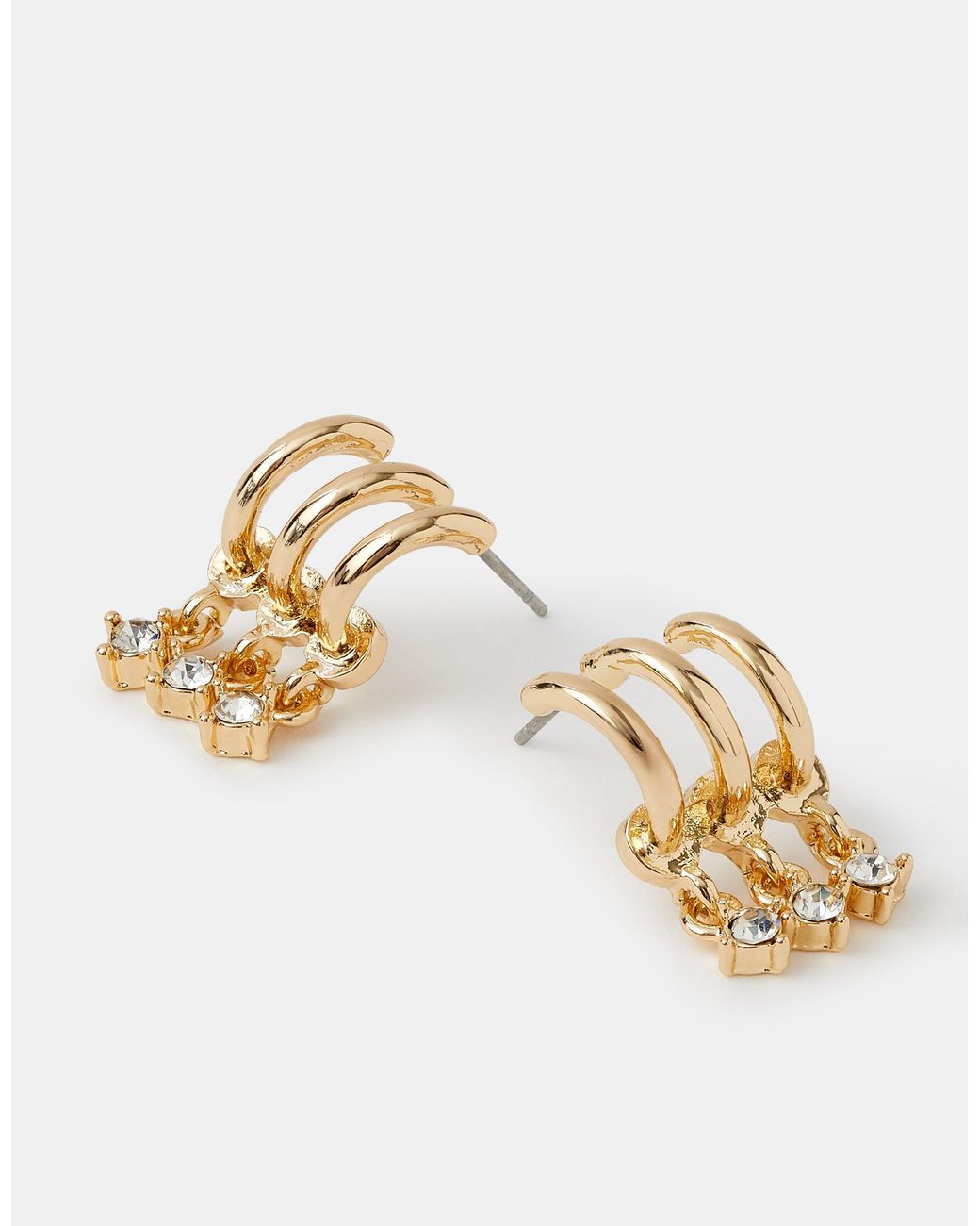 Accessorize Metallic Triple Illusion Charm Hoop Earrings