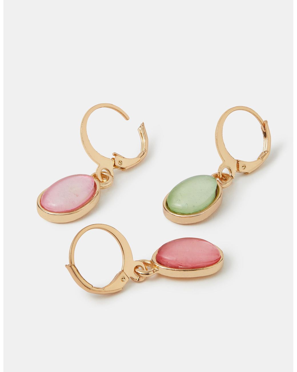 Accessorize Metallic 3-Pack Mini Stone Drop Hoop Earrings