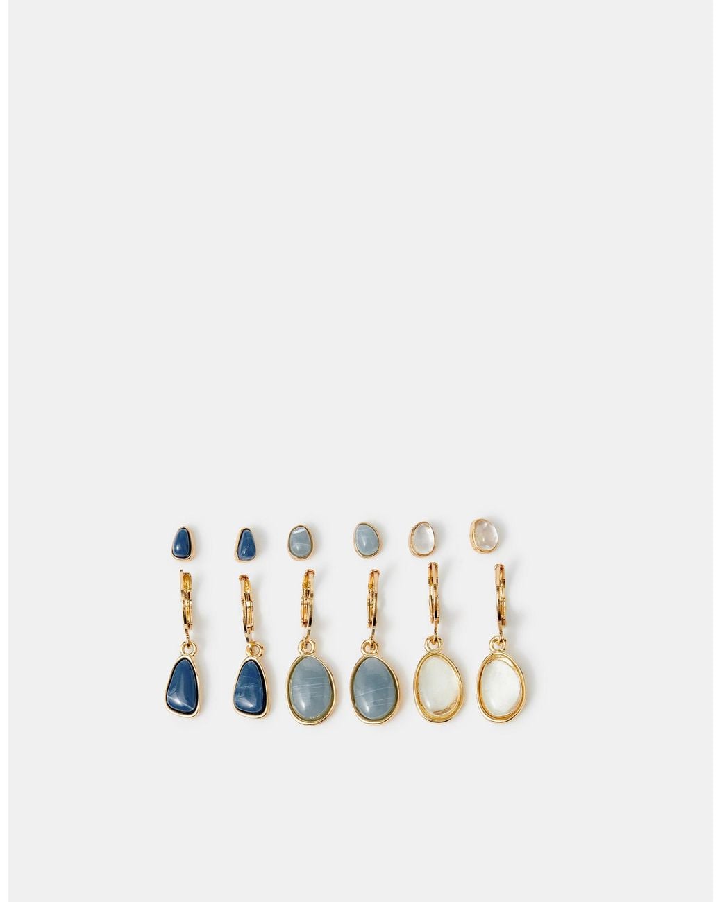 Accessorize White 6-Pack Mother Of Pearl Stone Stud & Hoop Earrings Set