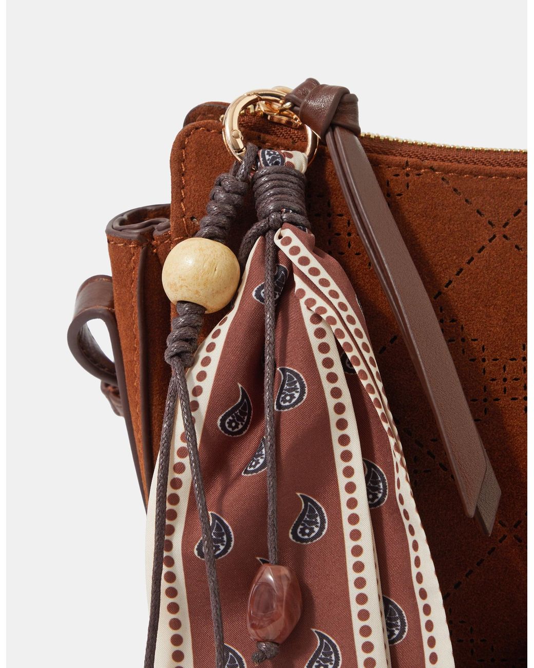 Accessorize Brown Faux Suede Scarf Crossbody Bag